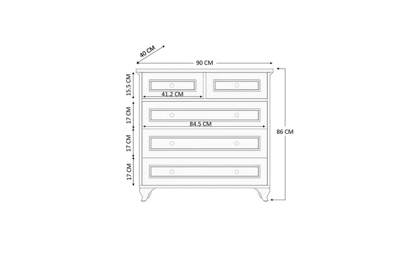 Seric Kommode 90 cm - Matt Hvit - Oppbevaring - Oppbevaringsmøbler - Kommode - Entrekommode