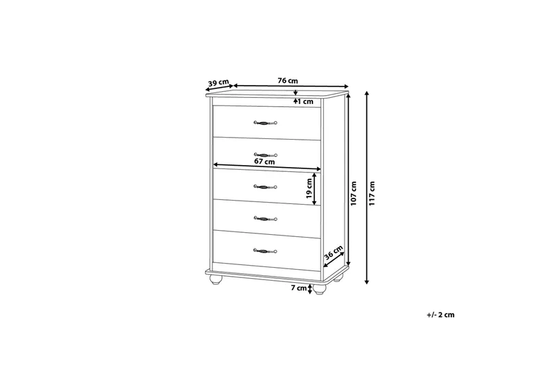 Sharon Kommode 39 | 76 cm - Hvit - Oppbevaring - Oppbevaringsmøbler - Kommode - Entrekommode