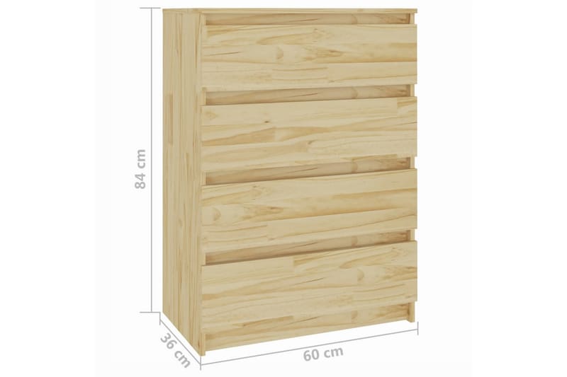 Sideskap 60x36x84 cm heltre furu - Brun - Oppbevaring - Oppbevaringsmøbler - Kommode