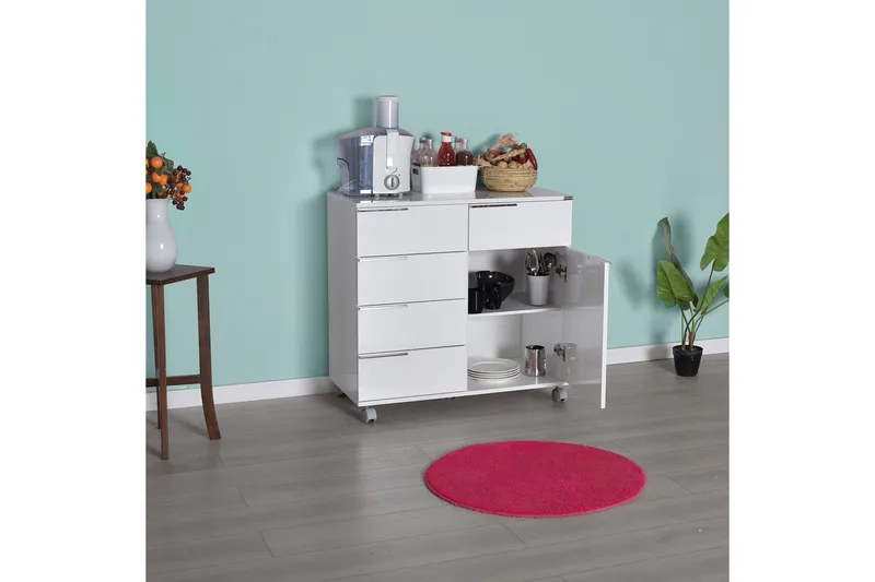 Byrå Vit högglans - Oppbevaring - Oppbevaringsmøbler - Kommode - Skuffeseksjon