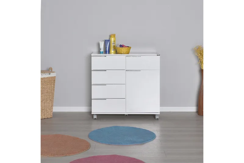 Byrå Vit högglans - Oppbevaring - Oppbevaringsmøbler - Kommode - Skuffeseksjon