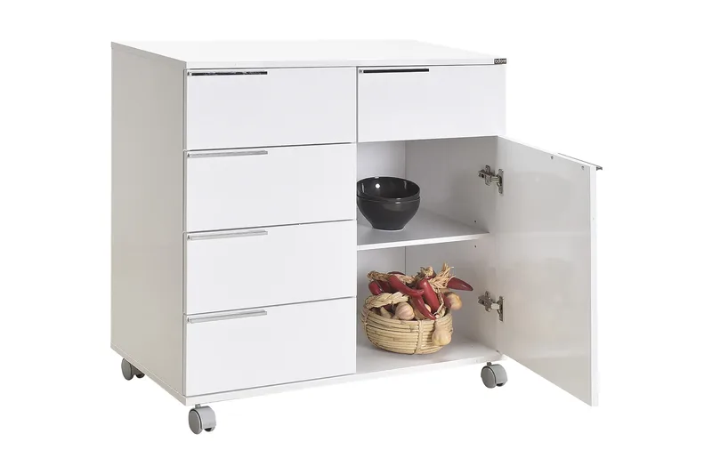 Byrå Vit högglans - Oppbevaring - Oppbevaringsmøbler - Kommode - Skuffeseksjon