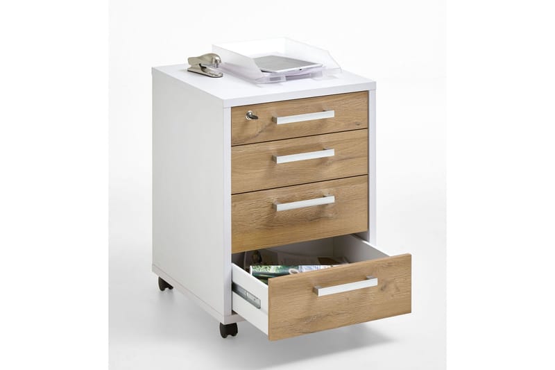 Calvia Hurts 48 cm - Hvit/Eik - Oppbevaring - Oppbevaringsmøbler - Kommode - Skuffeseksjon