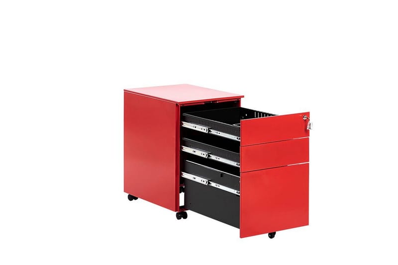 Garum Kontorskap 39x52 cm - Metall/Rød - Oppbevaring - Oppbevaringsmøbler - Kommode - Skuffeseksjon