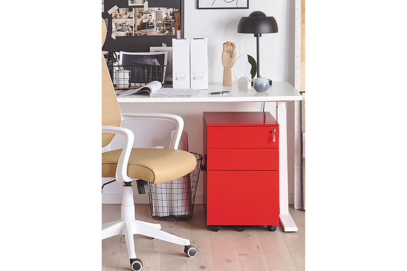 Garum Kontorskap 39x52 cm - Metall/Rød - Oppbevaring - Oppbevaringsmøbler - Kommode - Skuffeseksjon
