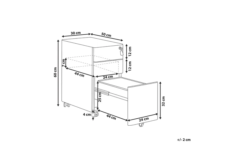 Lubriano Kontorskap 30x50 cm - Metall/Svart - Oppbevaring - Oppbevaringsmøbler - Kommode - Skuffeseksjon