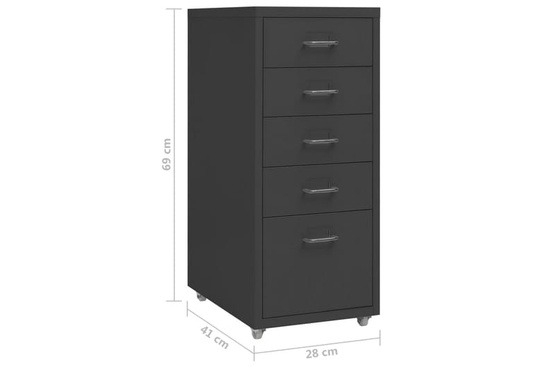 Mobilt arkivskap antrasitt 28x41x69 cm metall - Antrasittgrå - Skuffeseksjon