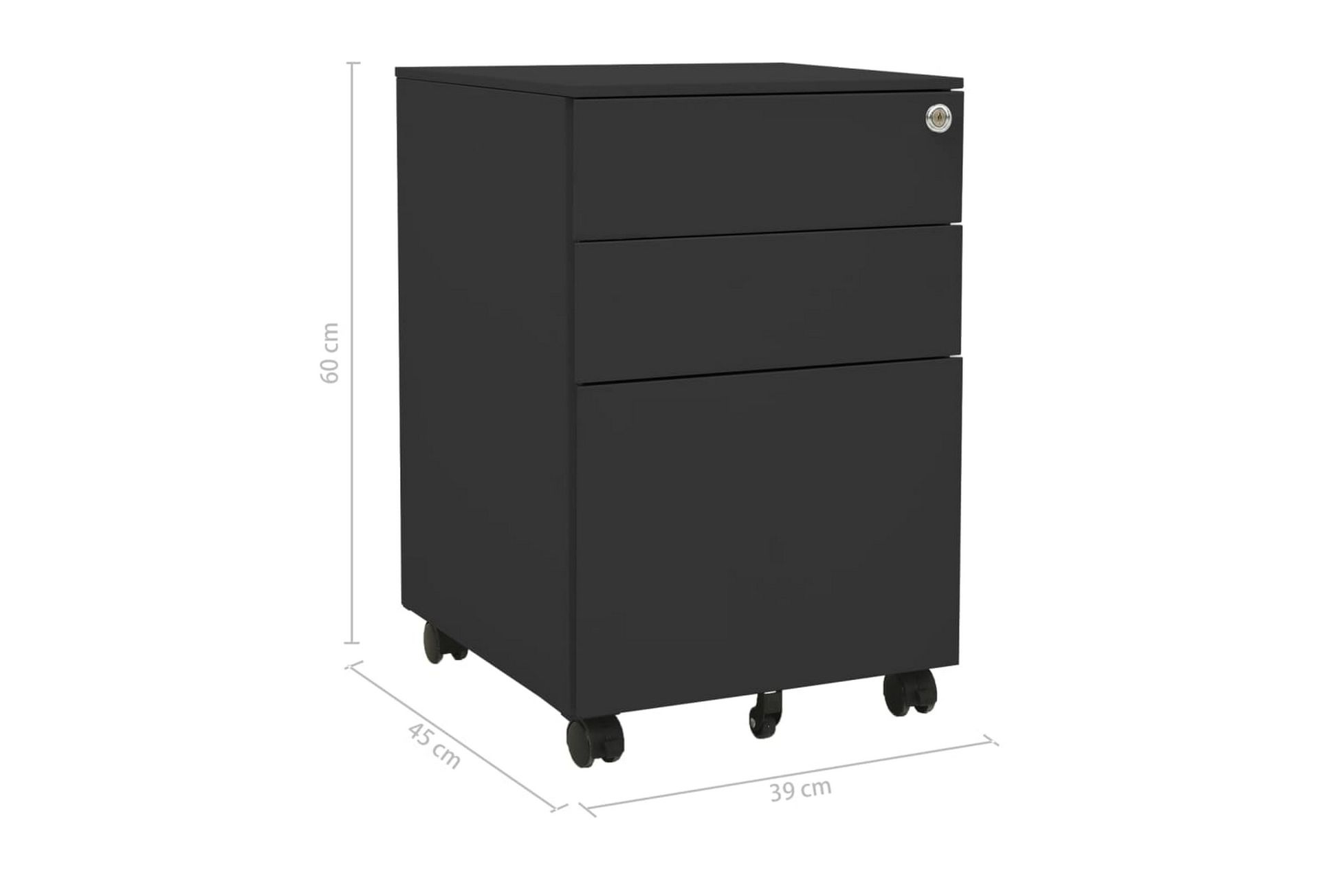 Mobilt arkivskap antrasitt 39x45x60 cm stål - Antrasittgrå - Oppbevaring - Oppbevaringsmøbler - Kommode - Skuffeseksjon