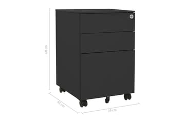 Mobilt arkivskap antrasitt 39x45x60 cm stål - Antrasittgrå - Oppbevaring - Oppbevaringsmøbler - Kommode - Skuffeseksjon
