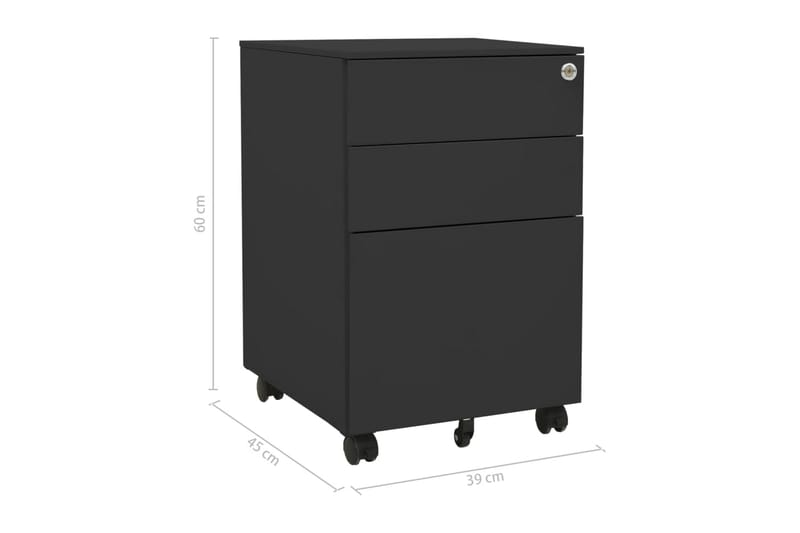 Mobilt arkivskap antrasitt 39x45x60 cm stål - Antrasittgrå - Oppbevaring - Oppbevaringsmøbler - Kommode - Skuffeseksjon