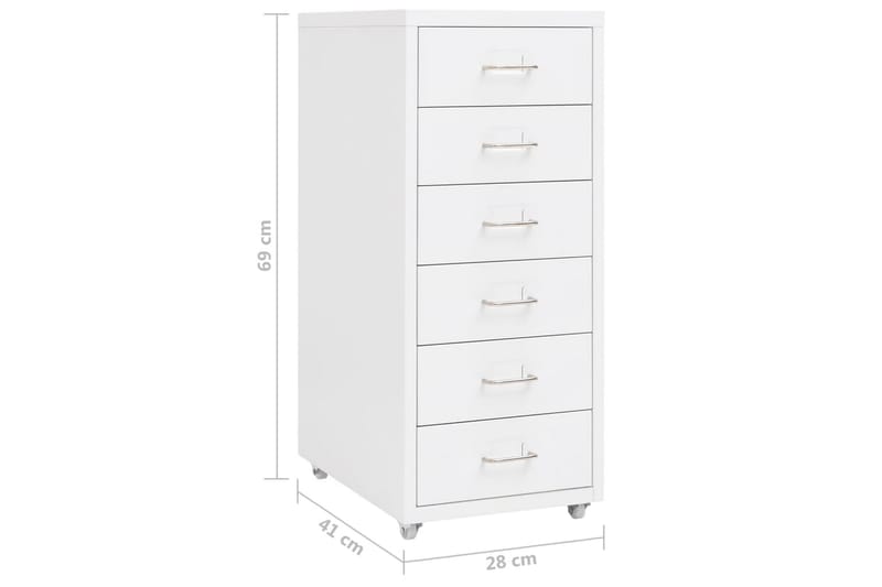 Mobilt arkivskap hvit 28x41x69 cm metall - Hvit - Oppbevaring - Oppbevaringsmøbler - Kommode - Skuffeseksjon