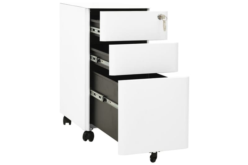 Mobilt arkivskap hvit 30x45x59 cm stål - Hvit - Oppbevaring - Oppbevaringsmøbler - Kommode - Skuffeseksjon