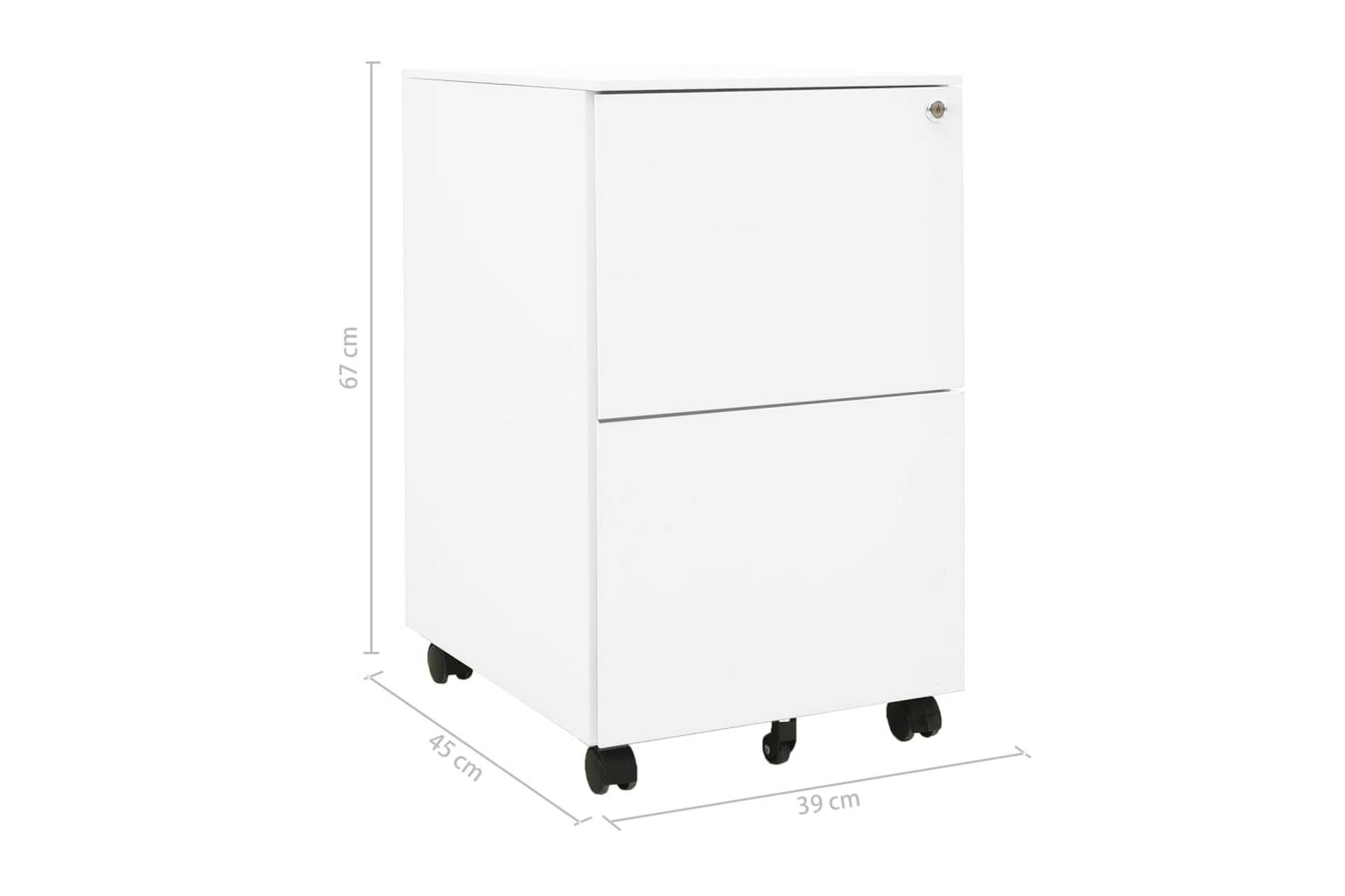 Mobilt arkivskap hvit 39x45x67 cm stål - Hvit - Oppbevaring - Oppbevaringsmøbler - Kommode - Skuffeseksjon