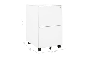 Mobilt arkivskap hvit 39x45x67 cm stål - Hvit - Oppbevaring - Oppbevaringsmøbler - Kommode - Skuffeseksjon