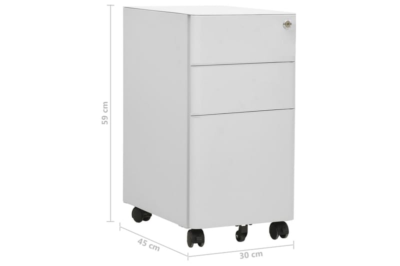 Mobilt arkivskap lysegrå 30x45x59 cm stål - Grå - Oppbevaring - Oppbevaringsmøbler - Kommode - Skuffeseksjon