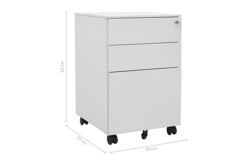 Mobilt arkivskap lysegrå 39x45x60 cm stål - Grå - Oppbevaring - Oppbevaringsmøbler - Kommode - Skuffeseksjon