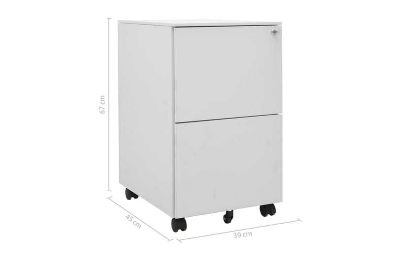 Mobilt arkivskap lysegrå 39x45x67 cm stål - Grå - Oppbevaring - Oppbevaringsmøbler - Kommode - Skuffeseksjon