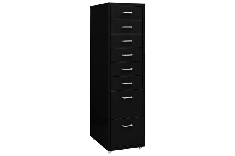 Mobilt arkivskap svart 28x41x109 cm metall - Svart - Oppbevaring - Oppbevaringsmøbler - Kommode - Skuffeseksjon
