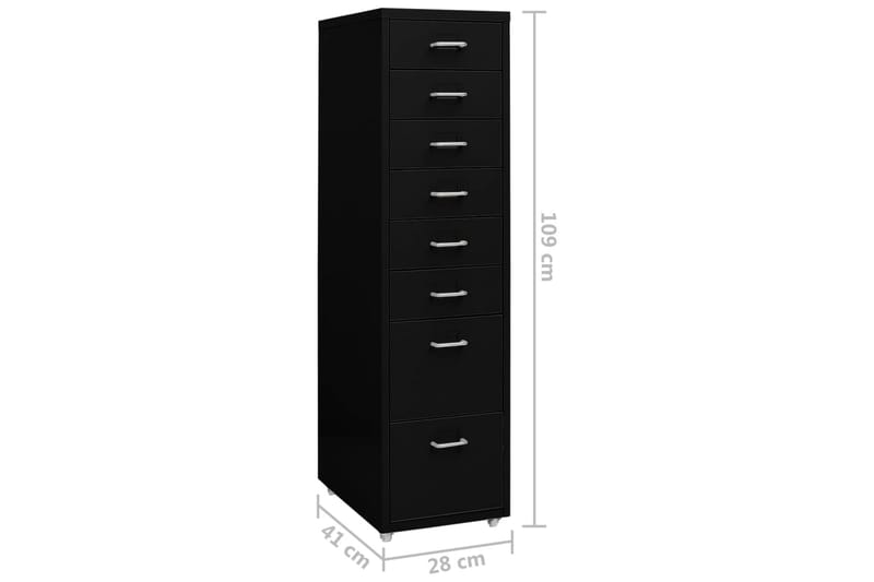 Mobilt arkivskap svart 28x41x109 cm metall - Svart - Oppbevaring - Oppbevaringsmøbler - Kommode - Skuffeseksjon