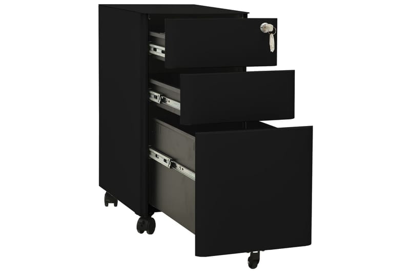 Mobilt arkivskap svart 30x45x59 cm stål - Svart - Oppbevaring - Oppbevaringsmøbler - Kommode - Skuffeseksjon