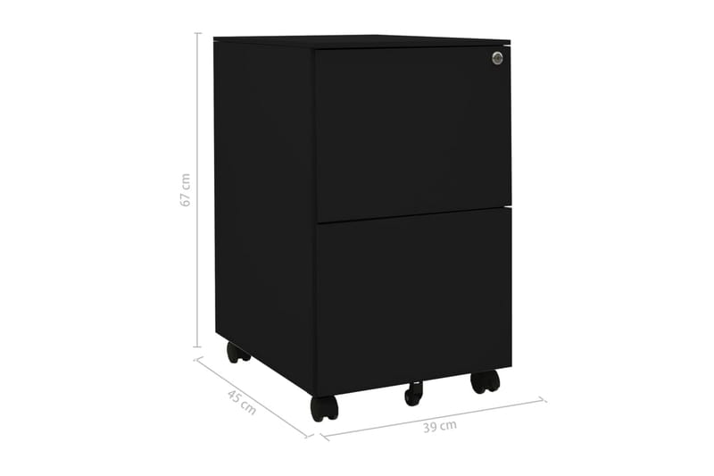 Mobilt arkivskap svart 39x45x67 cm stål - Svart - Oppbevaring - Oppbevaringsmøbler - Kommode - Skuffeseksjon