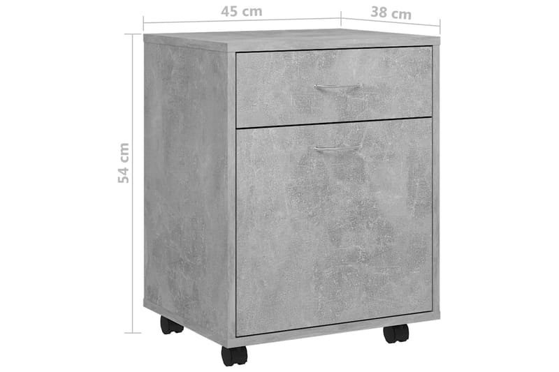 Rulleskap betonggrå 45x38x54 cm sponplate - Grå - Oppbevaring - Oppbevaringsmøbler - Kommode - Skuffeseksjon