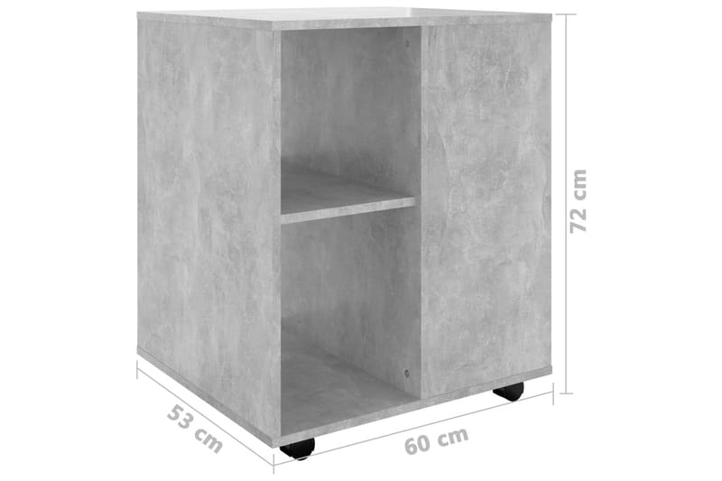 Rulleskap betonggrå 60x53x72 cm sponplate - Grå - Oppbevaring - Oppbevaringsmøbler - Kommode - Skuffeseksjon