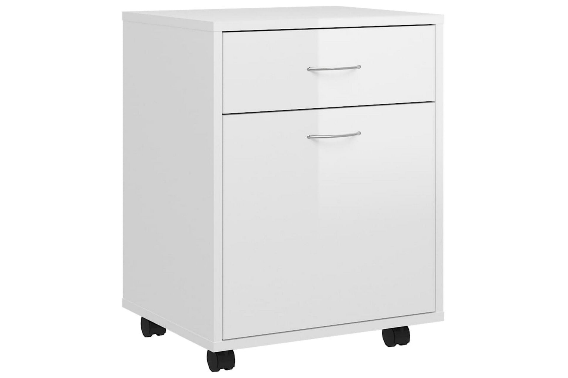 Rulleskap høyglans hvit 45x38x54 cm sponplate - Hvit - Oppbevaring - Oppbevaringsmøbler - Kommode - Skuffeseksjon