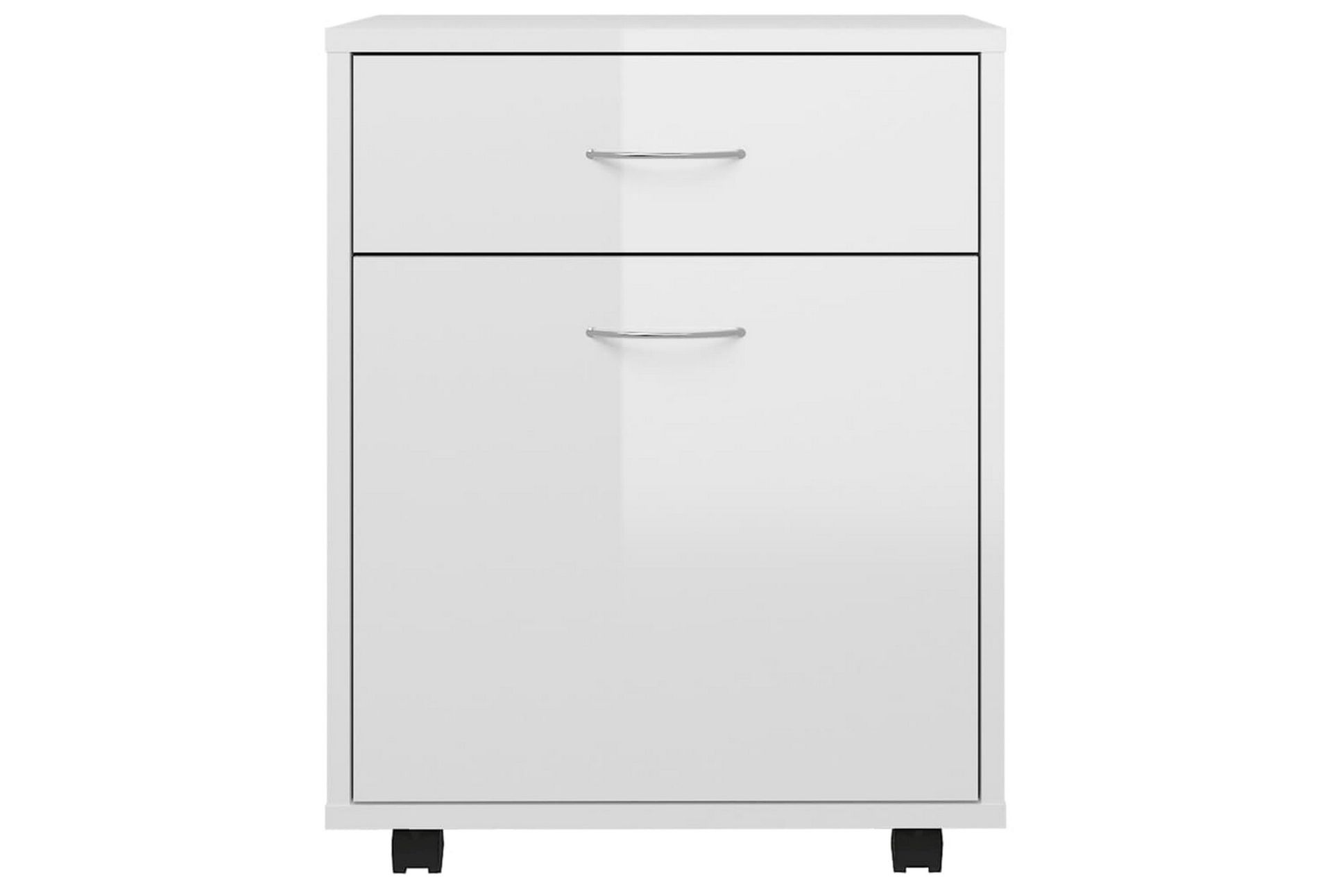 Rulleskap høyglans hvit 45x38x54 cm sponplate - Hvit - Oppbevaring - Oppbevaringsmøbler - Kommode - Skuffeseksjon