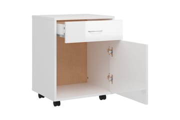 Rulleskap høyglans hvit 45x38x54 cm sponplate - Hvit - Oppbevaring - Oppbevaringsmøbler - Kommode - Skuffeseksjon