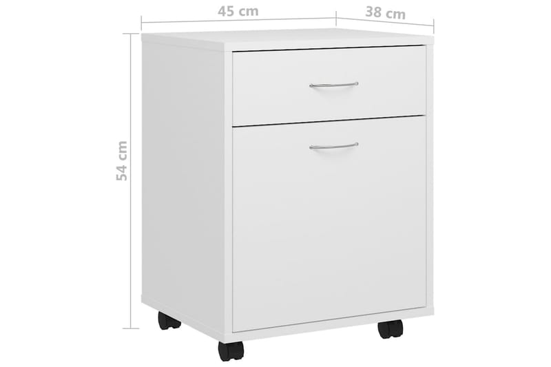 Rulleskap hvit 45x38x54 cm sponplate - Hvit - Oppbevaring - Oppbevaringsmøbler - Kommode - Skuffeseksjon