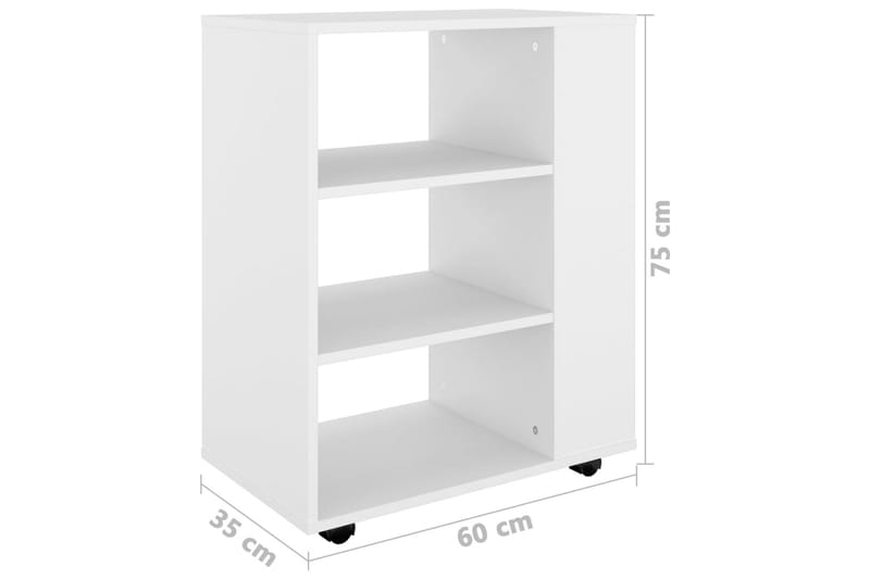 Rulleskap hvit 60x35x75 cm sponplate - Hvit - Skuffeseksjon