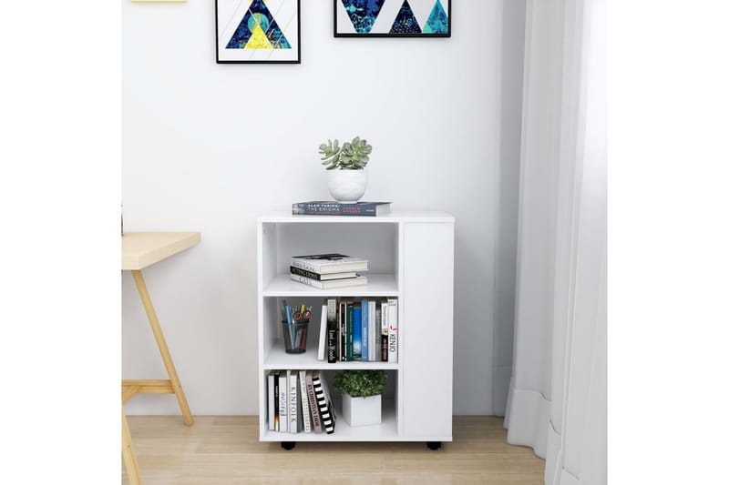 Rulleskap hvit 60x35x75 cm sponplate - Hvit - Oppbevaring - Oppbevaringsmøbler - Kommode - Skuffeseksjon