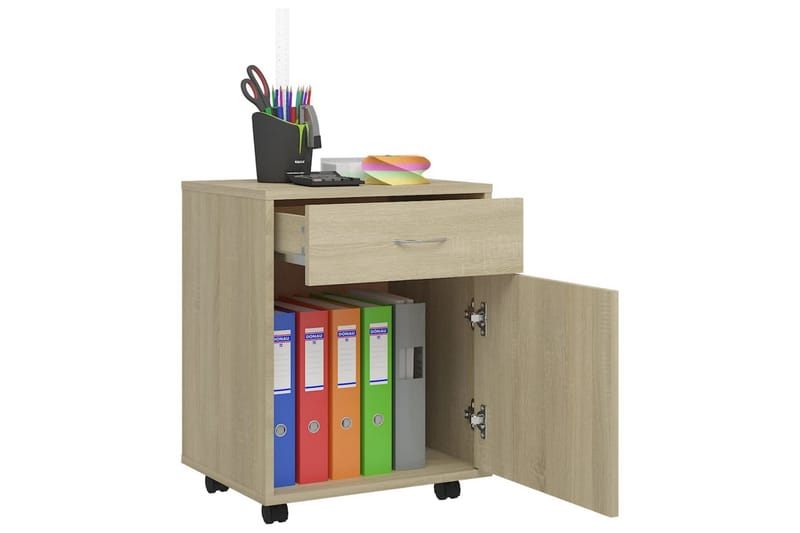 Rulleskap sonoma eik 45x38x54 cm sponplate - Brun - Oppbevaring - Oppbevaringsmøbler - Kommode - Skuffeseksjon