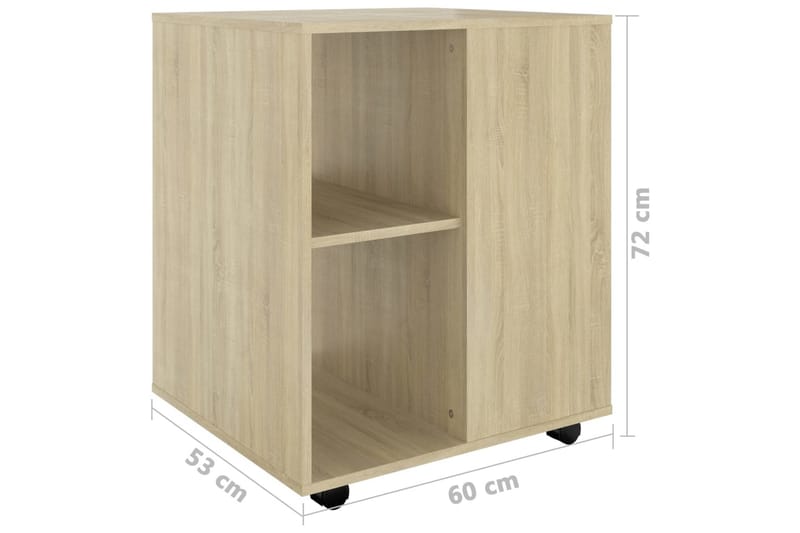Rulleskap sonoma eik 60x53x72 cm sponplate - Brun - Oppbevaring - Oppbevaringsmøbler - Kommode - Skuffeseksjon
