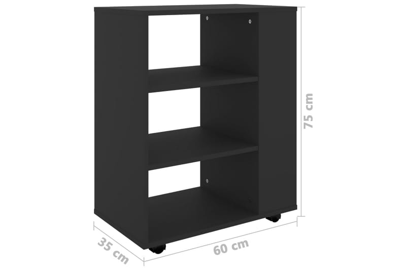 Rulleskap svart 60x35x75 cm sponplate - Svart - Oppbevaring - Oppbevaringsmøbler - Kommode - Skuffeseksjon