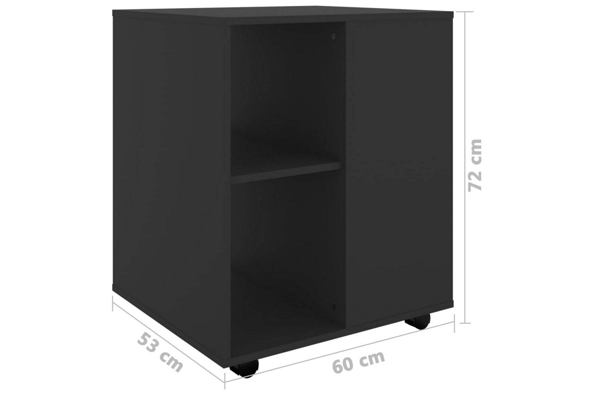 Rulleskap svart 60x53x72 cm sponplate - Svart - Oppbevaring - Oppbevaringsmøbler - Kommode - Skuffeseksjon