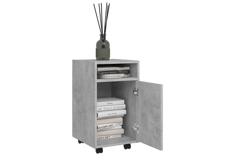 Sideskap med hjul betonggrå 33x38x60 cm sponplater - Grå - Oppbevaring - Oppbevaringsmøbler - Kommode - Skuffeseksjon