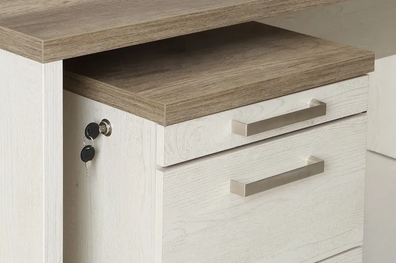 Talebi Hurts med Lås 53x42 cm - Brun / Hvit - Oppbevaring - Oppbevaringsmøbler - Kommode - Skuffeseksjon