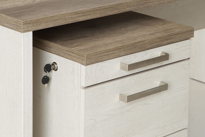 Talebi Hurts med Lås 53x42 cm - Brun / Hvit - Oppbevaring - Oppbevaringsmøbler - Kommode - Skuffeseksjon