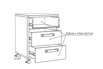 Torelles Vondt 60x41 cm - Brun / Grå - Oppbevaring - Oppbevaringsmøbler - Kommode - Skuffeseksjon