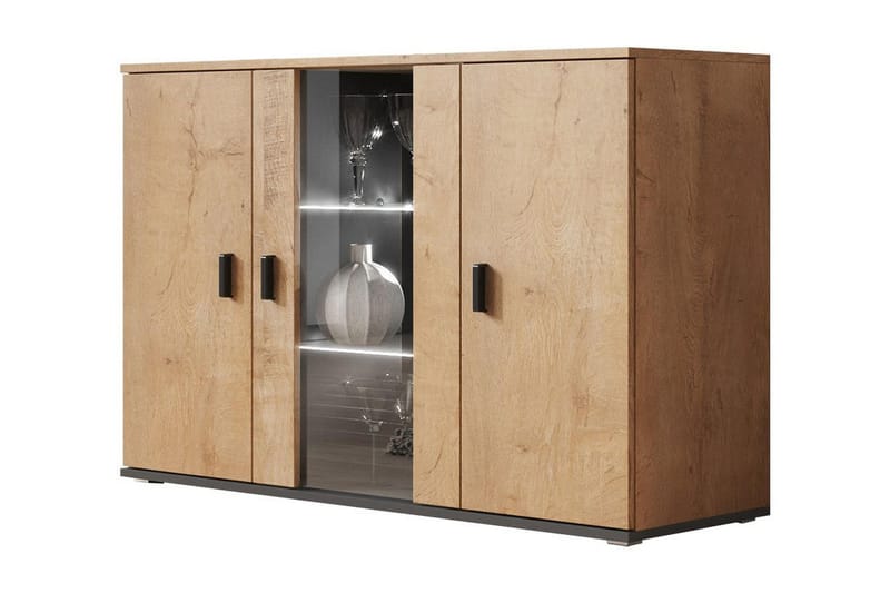 Soho Kommode 41x120 cm LED-belysning - Eik/Svart/Hvit - Oppbevaring - Gangoppbevaring