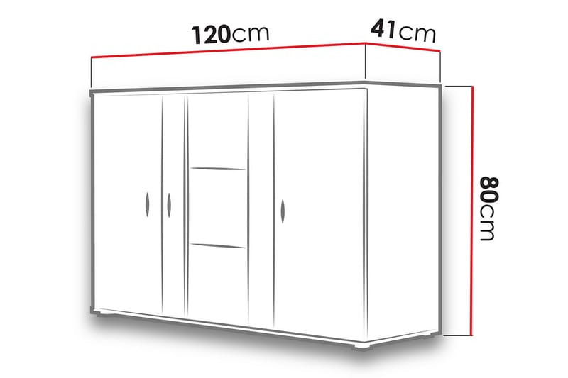 Soho Kommode 41x120 cm LED-belysning - Eik/Svart/Hvit - Oppbevaring - Gangoppbevaring