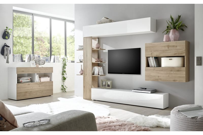 Sorano Kommode 111 cm - Hvit/Tre/Natur - Oppbevaring - Oppbevaringsmøbler - Kommode