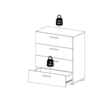 Suntia Kommode med 4 skuffer 70x40x82 cm - Oppbevaring - Oppbevaringsmøbler - Kommode - Entrekommode