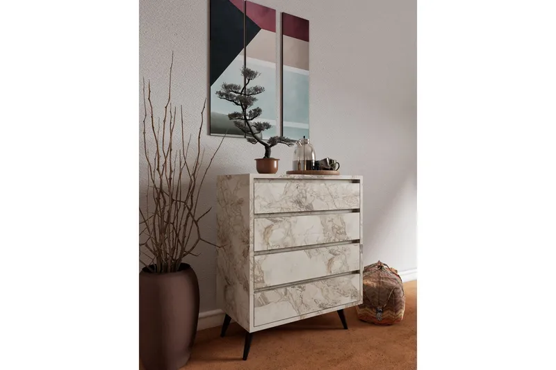 Suvera Kommode 70 cm - Hvit Marmor - Oppbevaring - Oppbevaringsmøbler - Kommode - Entrekommode