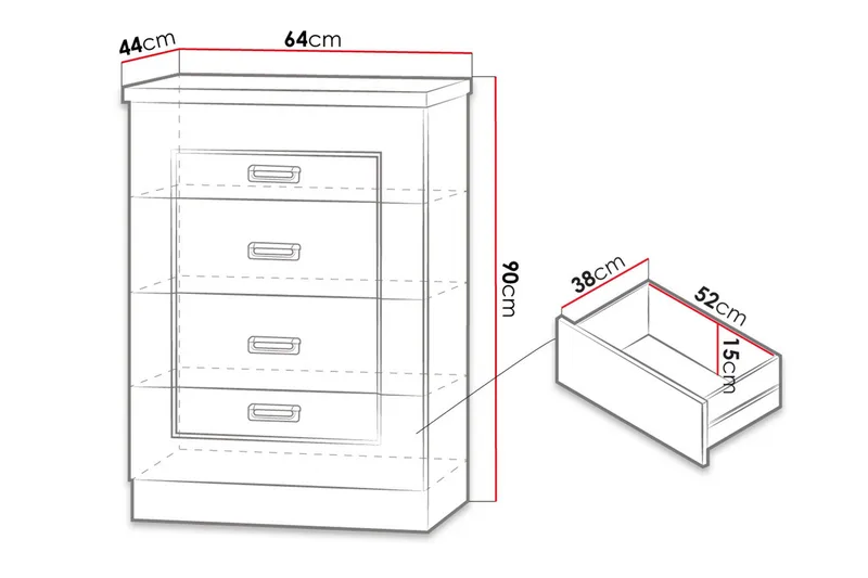 Tadeusz kommode 63x44x90 cm - Oppbevaring - Oppbevaringsmøbler - Kommode - Entrekommode