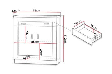 Tadeusz Kommode 90x44x110 cm - Oppbevaring - Oppbevaringsmøbler - Kommode - Entrekommode