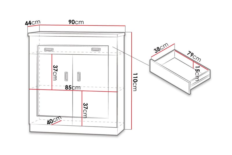 Tadeusz Kommode 90x44x110 cm - Oppbevaring - Oppbevaringsmøbler - Kommode - Entrekommode