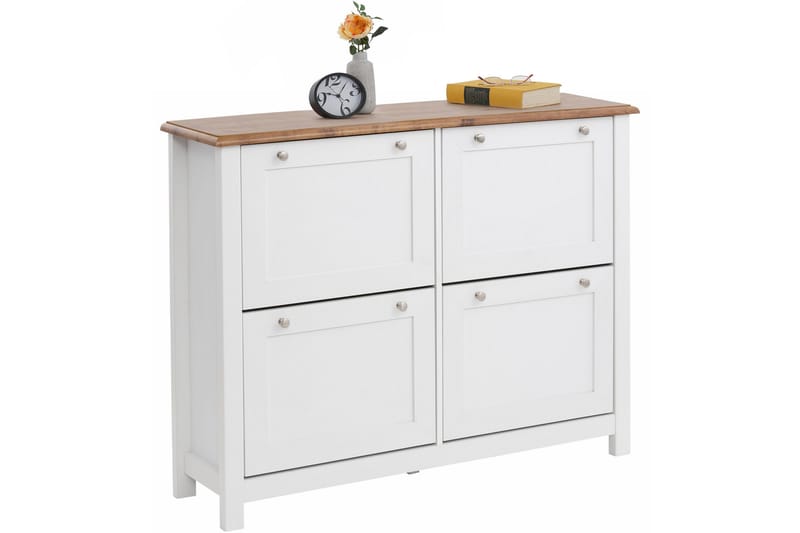 Temse Skoskap 125 cm - Hvit / Brun - Oppbevaring - Oppbevaringsmøbler - Kommode